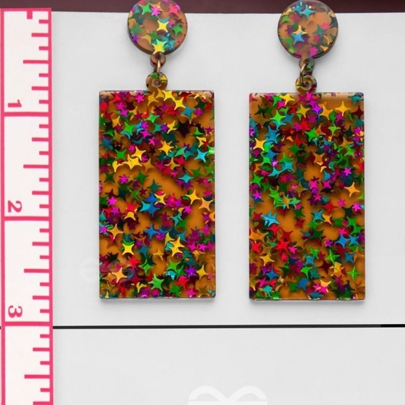 A GALACTIC COLOURFEST - STATEMENT ACRYLIC DANGLERS - New with Tags - Picture 4 of 4
